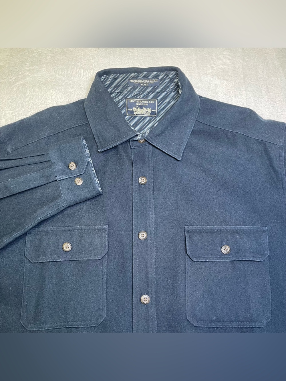 Levi Strauss & Co Men’s Lined Shirt Jacket Dark Navy Blue XL Heavyweight Shacket - Picture 10 of 10